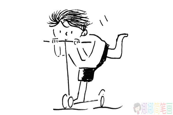 玩滑板的小男孩简笔画图片