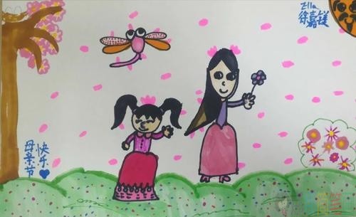 关于三八妇女节的祝福儿童画