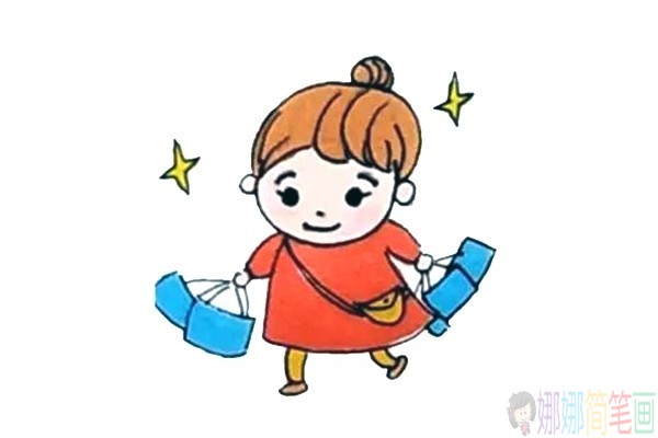 购物回来的妈妈简笔画教程