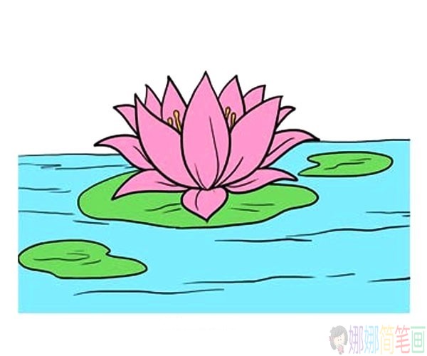 漂亮的荷花简笔画填色图片