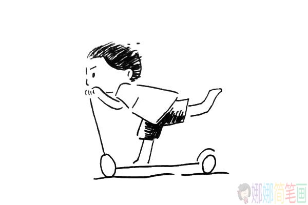 玩滑板的小男孩简笔画图片