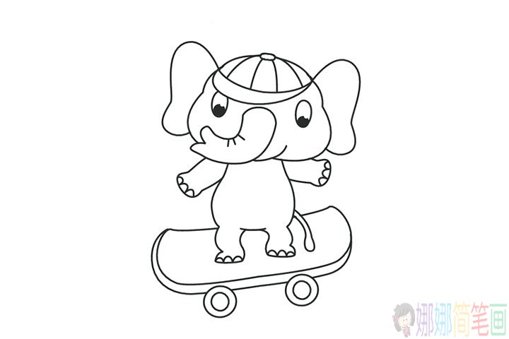 一组玩耍中的动物简笔画图片