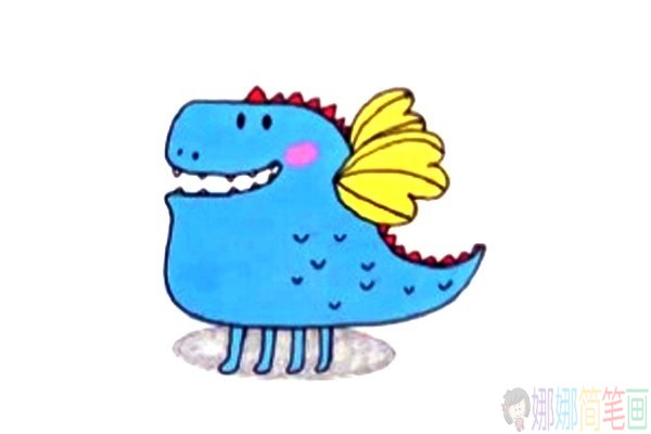 一组呆萌可爱的恐龙简笔画图片