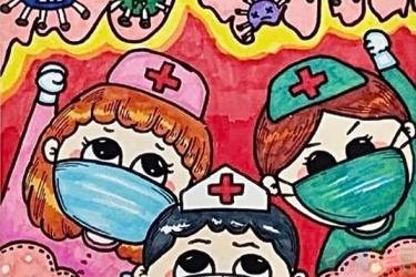 预防新型病毒肺炎儿童画