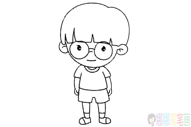 调皮的小男孩简笔画图片