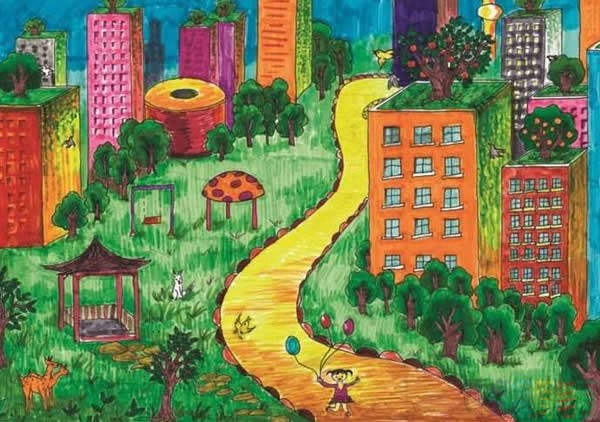 世界地球日儿童画,我爱大自然儿童画