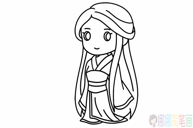 古代美女简笔画步骤,古风美女简笔画