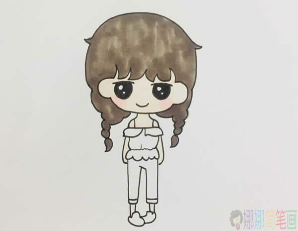 漂亮的麻花辫女孩简笔画图片大全,女孩简笔画怎么画