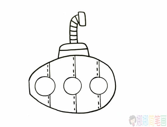 潜艇简笔画,简单好看的潜水艇简笔画简单画法图解