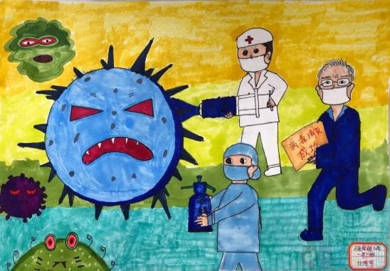 众志成城抗战疫情抗击病毒儿童画作品大全鉴赏