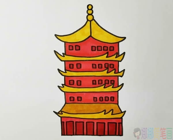 黄鹤楼简笔画图片,黄鹤楼简笔画步骤