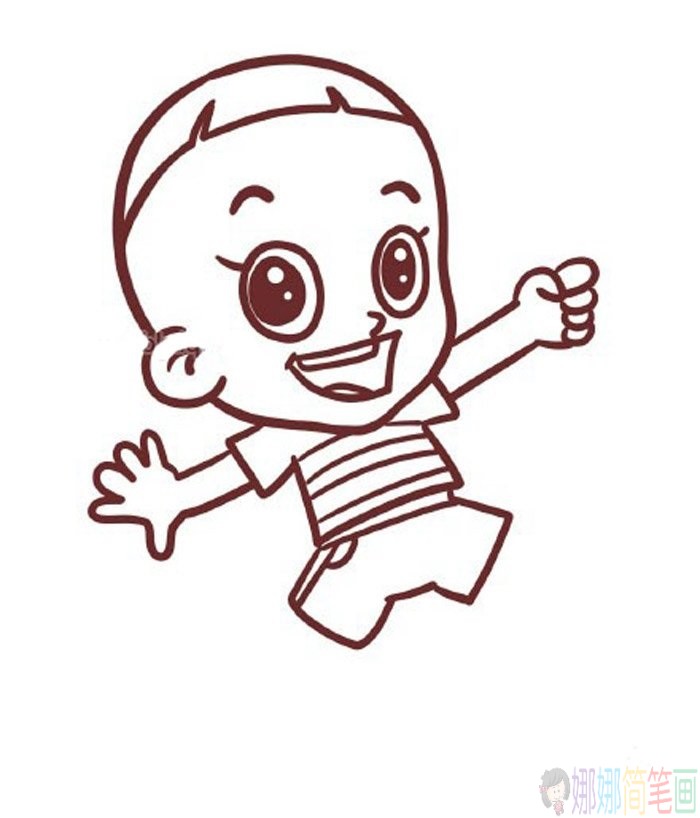 简笔画，动画片大头儿子简笔画详细画法教程