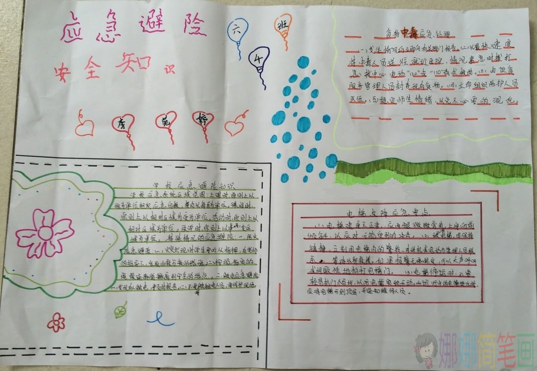 手抄报，中小学应急避险安全知识宣传手抄报优秀作品鉴赏