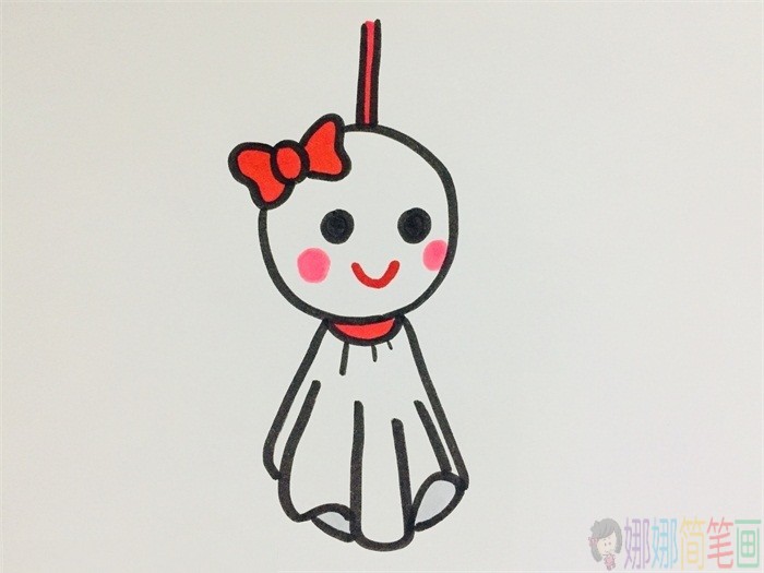 晴天娃娃简笔画教程,简单的晴天娃娃简笔画