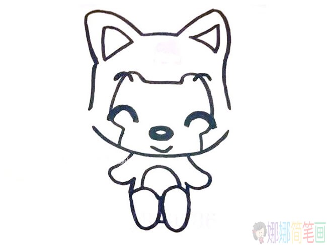阿狸简笔画,可爱的卡通人物阿狸的简单画法步骤教程