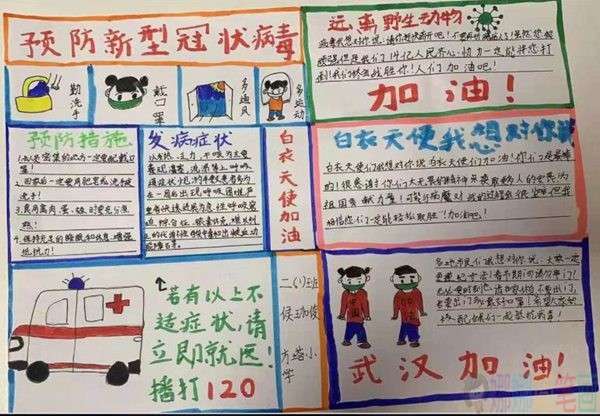 抗击新冠肺炎手抄报图片,关于新冠肺炎手抄报