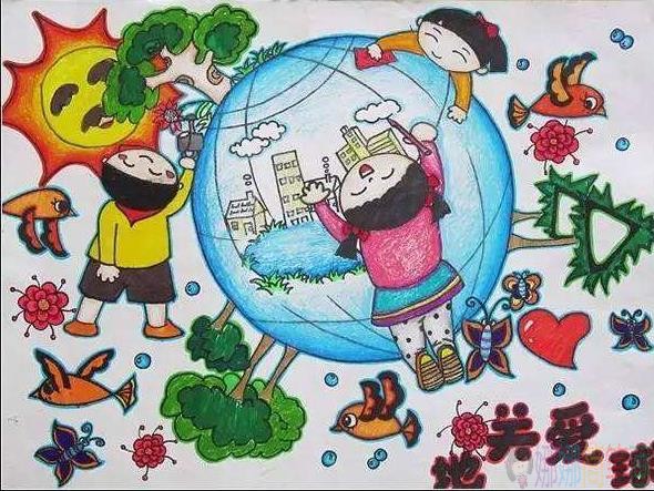 世界地球日主题儿童画一等奖
