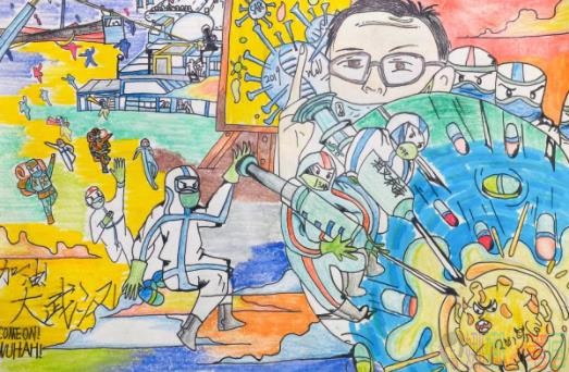 抗击新型冠状病毒儿童画,预防病毒从我做起儿童画优秀作品图片鉴赏