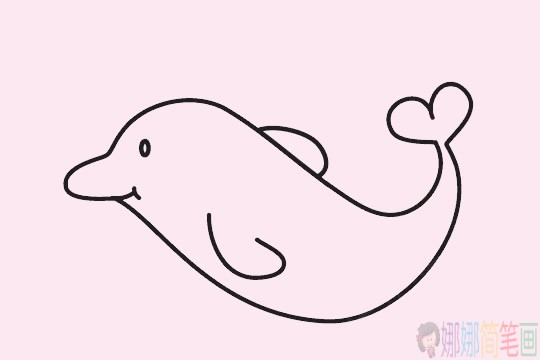 萌萌可爱的海豚简笔画简单画法步骤教程及图片大全