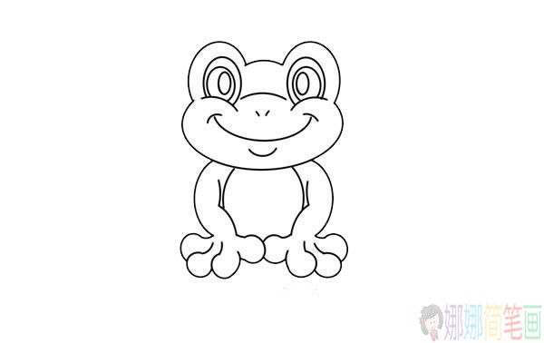 站在荷叶上的青蛙简笔画画法步骤图片