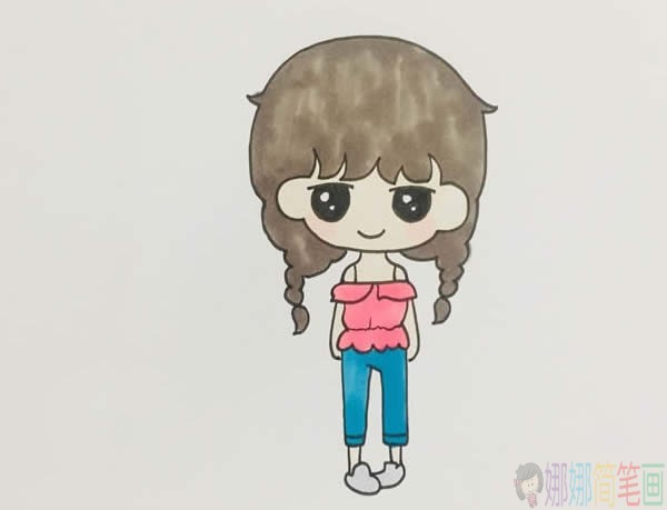 漂亮的麻花辫女孩简笔画图片大全,女孩简笔画怎么画