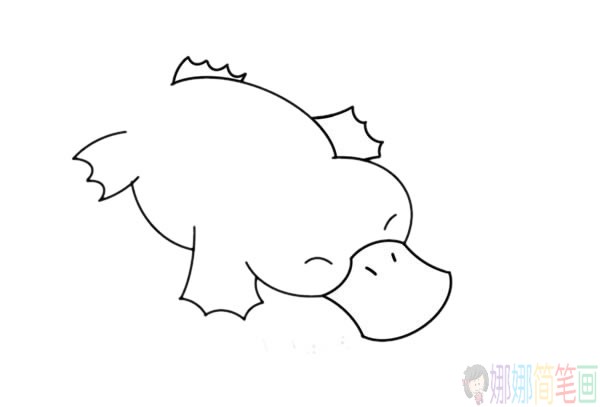 鸭嘴兽简笔画,可爱的卡通鸭嘴兽简笔画画法步骤图片
