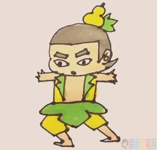 葫芦娃简笔画简单画法,葫芦娃简笔画步骤图解教程