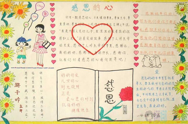 手抄报,母亲节感恩母亲简单漂亮的手抄报作品鉴赏