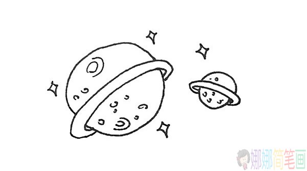 星球简笔画的画法步骤图解教程