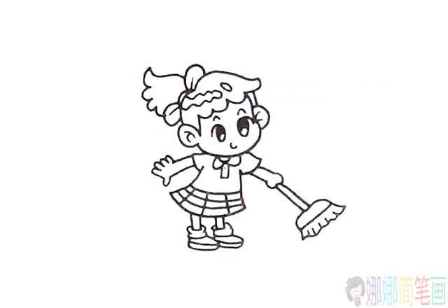 打扫卫生的小女孩简笔画图片