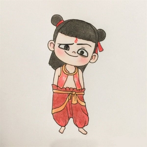 哪吒简笔画画法，魔童降世哪吒绘画教程