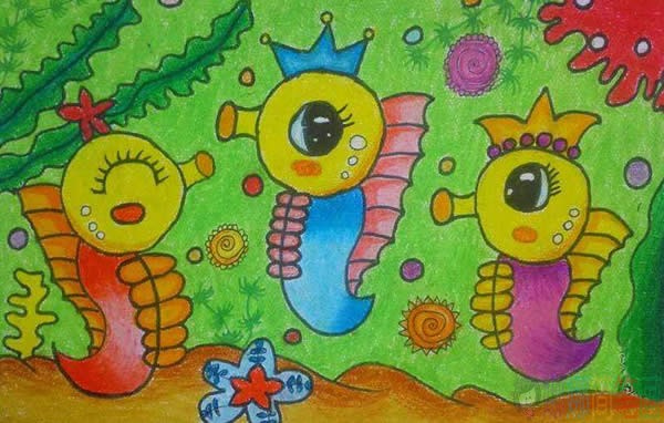 海底世界儿童画范画作品