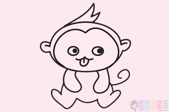 萌萌可爱的卡通猴子简笔画画法步骤教程及图片大全