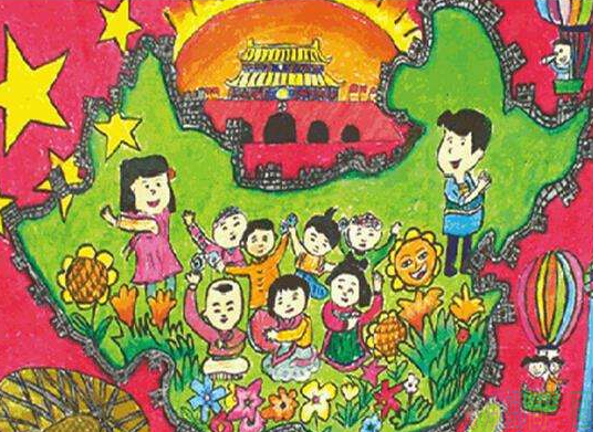 好看的热爱祖国主题儿童画优秀获奖作品
