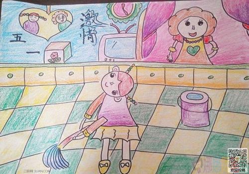 五一劳动节儿童画模板