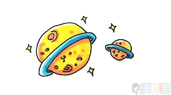 星球简笔画的画法步骤图解教程