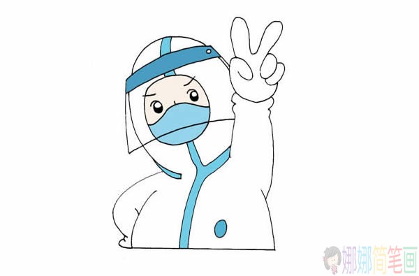 穿防护服的医生简笔画教程