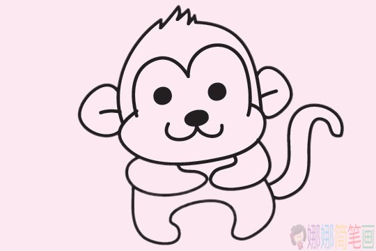 萌萌可爱的卡通猴子简笔画画法步骤教程及图片大全