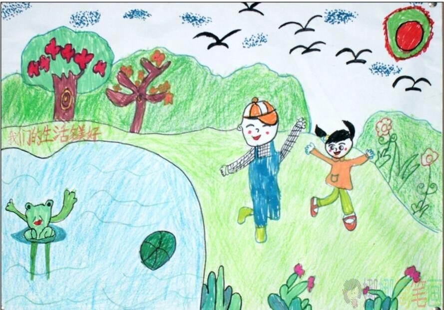 关于大自然儿童画,美丽的大自然主题的儿童画作品鉴赏