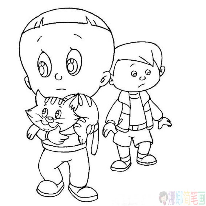 简笔画，动画片大头儿子简笔画详细画法教程