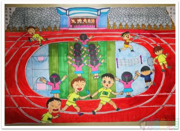 关于运动会的儿童画,好看简单的运动会儿童画作品大全