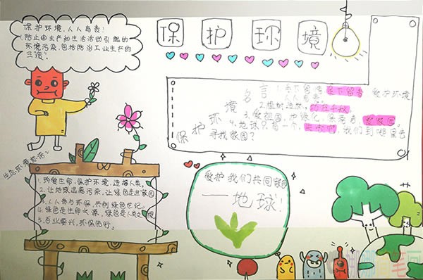 保护环境人人有责手抄报,小学生简单又漂亮的保护环境手抄报优秀获奖作品鉴赏