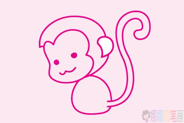 萌萌可爱的卡通猴子简笔画画法步骤教程及图片大全