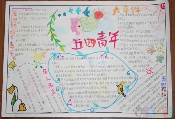 五四青年节手抄报简单好看，五四青年节手抄报作品