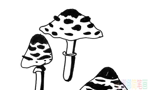 小蘑菇简笔画图片,蘑菇儿童画教程