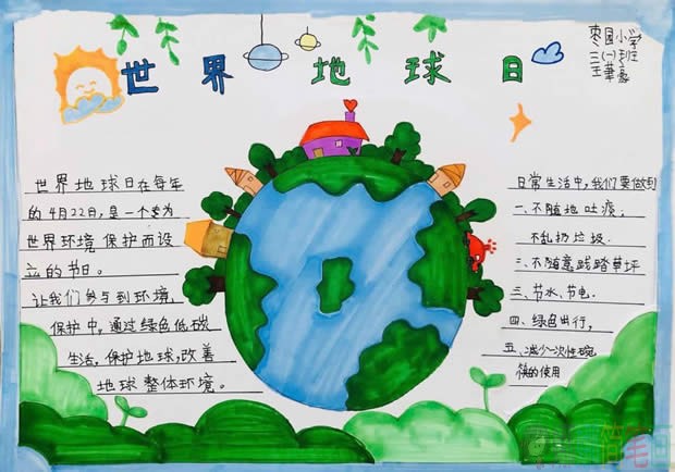 世界地球日手抄报图片,世界地球日手抄报内容