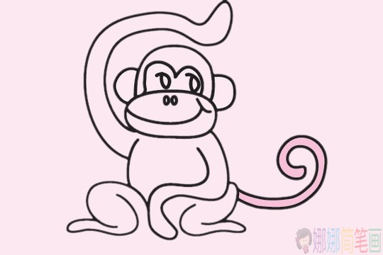 萌萌可爱的卡通猴子简笔画画法步骤教程及图片大全
