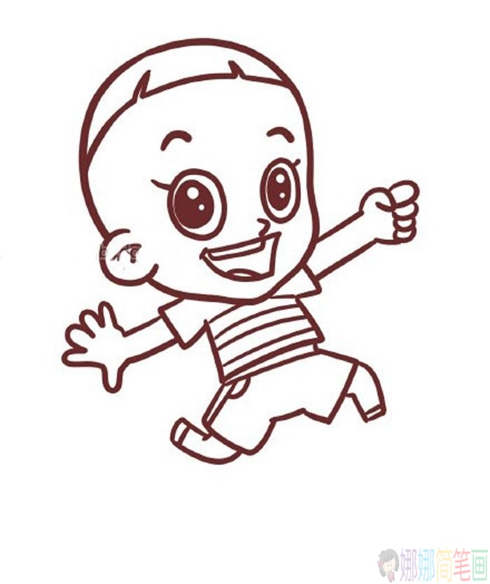 简笔画，动画片大头儿子简笔画详细画法教程