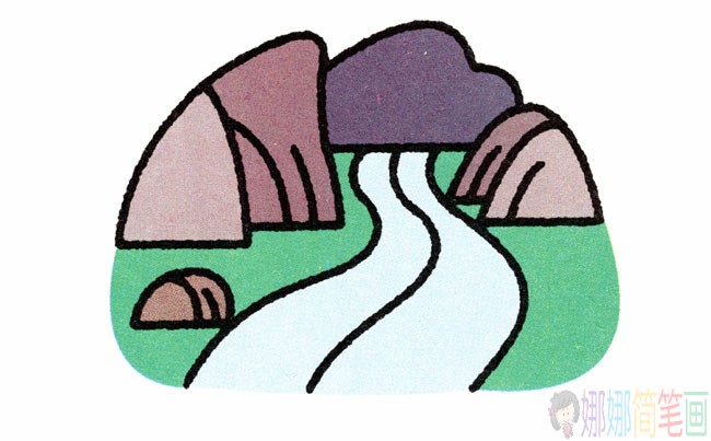 小河流水简笔画 小河流水简笔画步骤图片大全