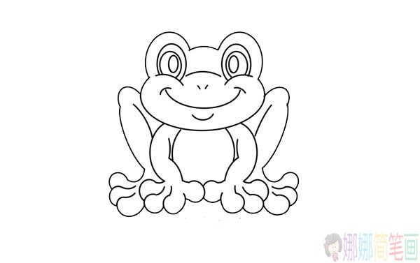 站在荷叶上的青蛙简笔画画法步骤图片